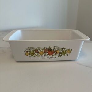 Vintage White Corning Ware “Spice of Life” Loaf Pan w/ “La Marjolaine” Pattern